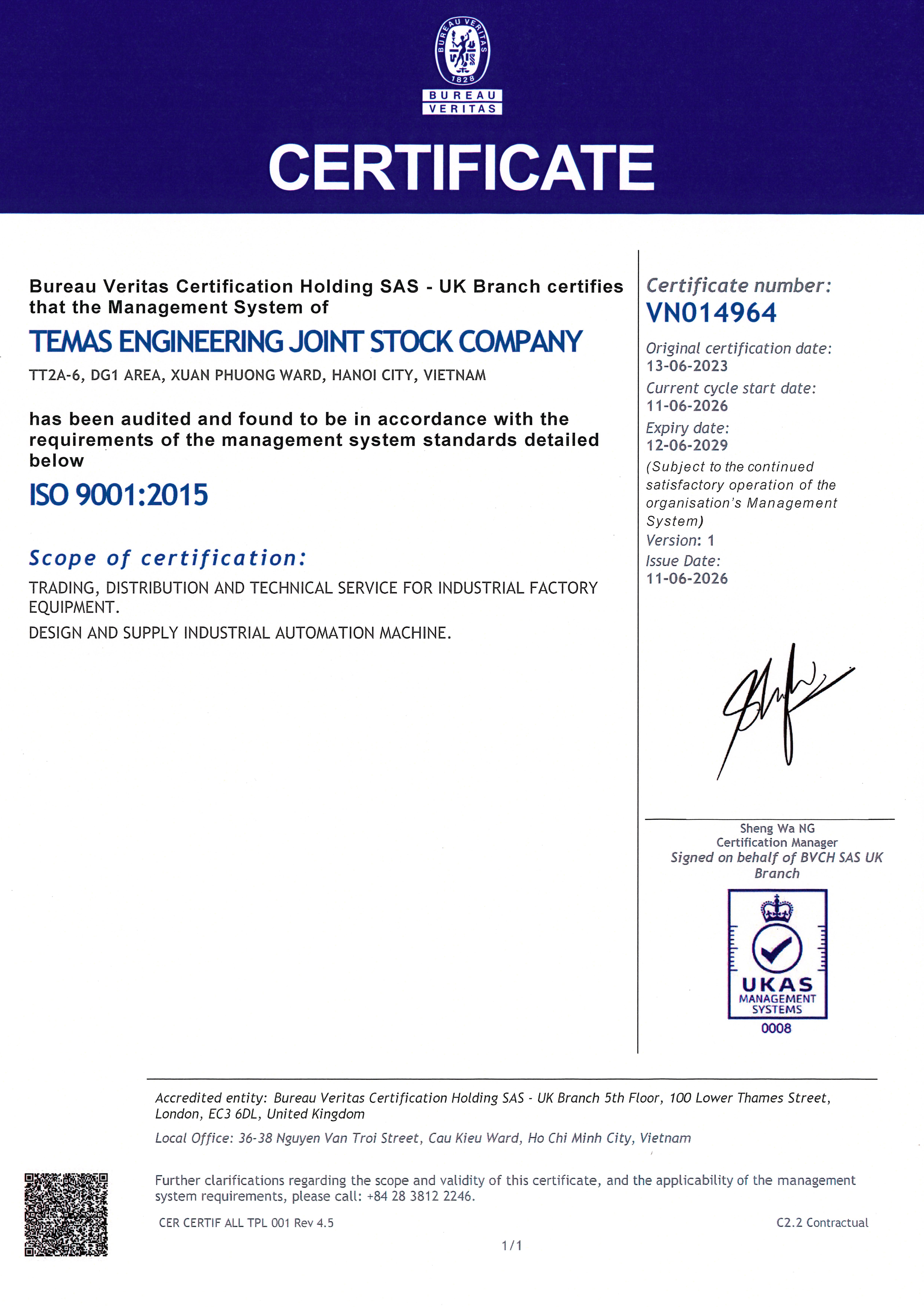 ISO 9001:2015 [/br] Quality Management Systems Certification
